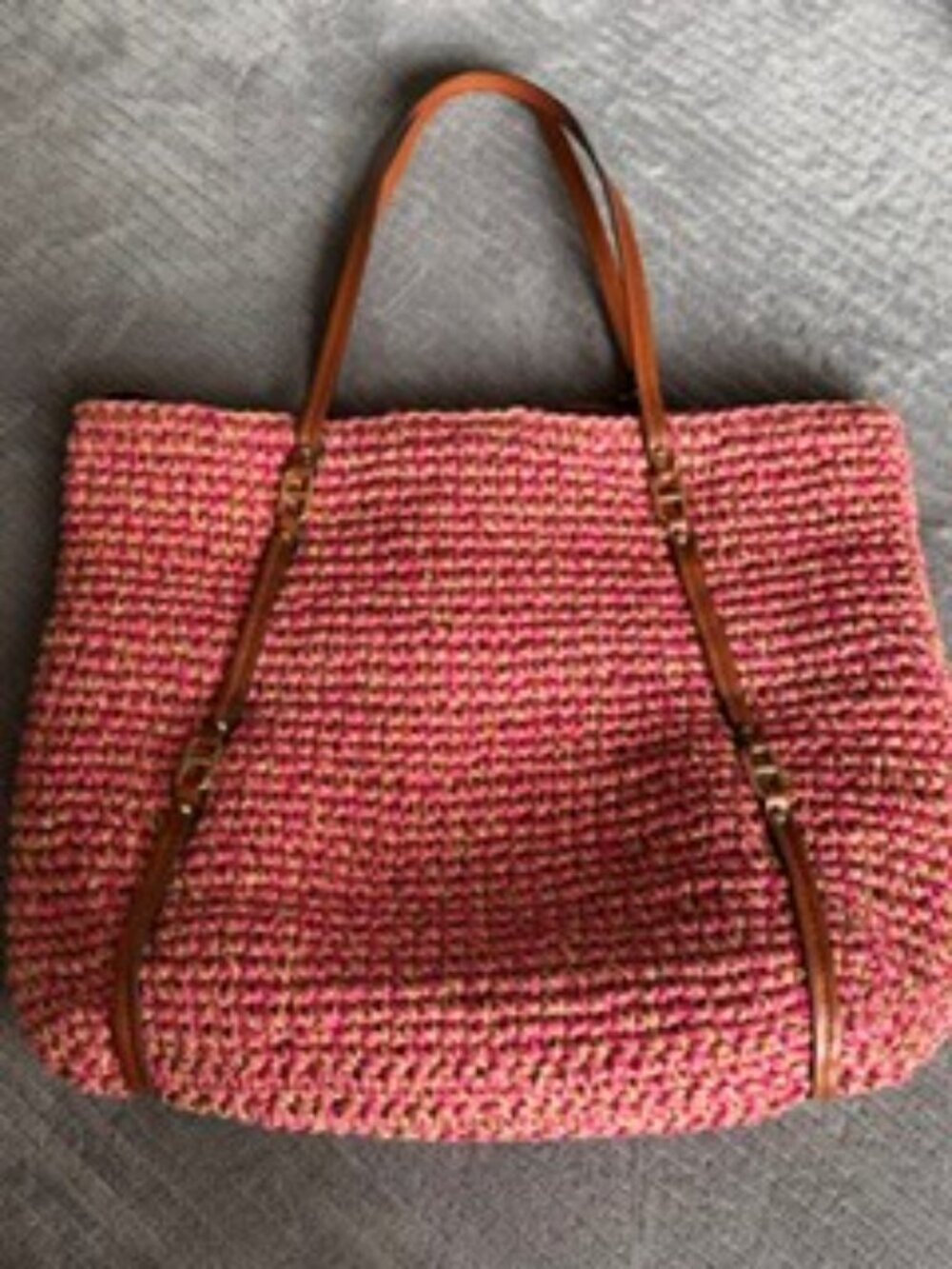 Lauren Ralph Lauren Pink Woven Tote - Picture 3 of 4